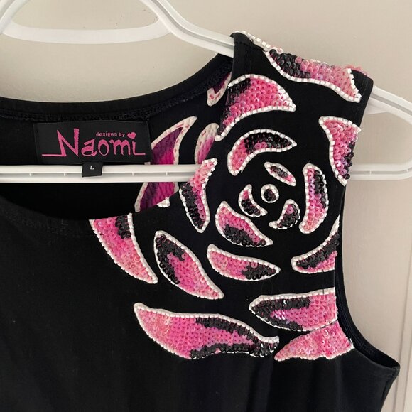 1980s Vintage Black, Pink and White Jersey Dress - Picture 5 of 5